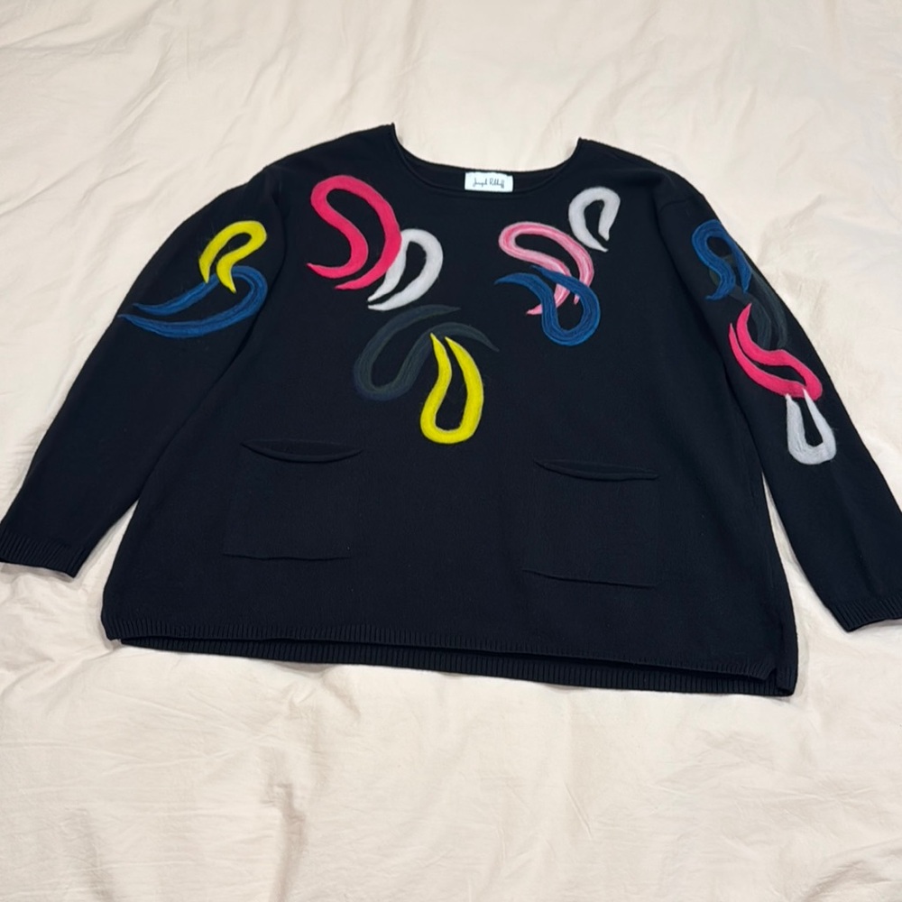 Joseph Ribkoff Black Sweater with Colorful Accents